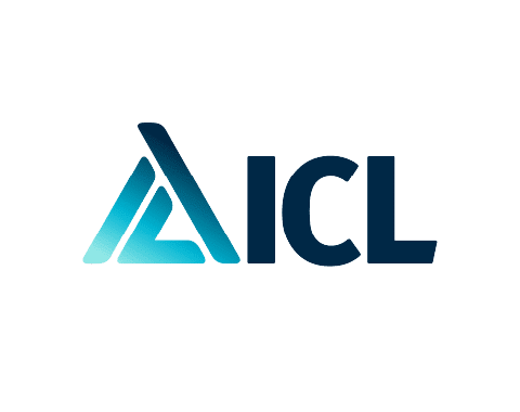 A blue geometric triangle logo next to the letters "ICL" on a white background.