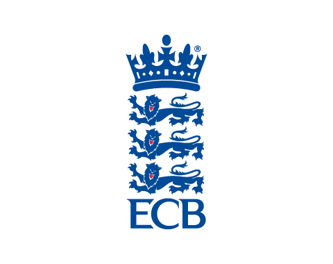 Blue ECB logo with three lions and a crown above the letters "ECB" on a white background.