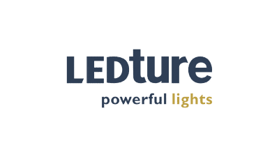 LEDture logo with the text "powerful lights" underneath.