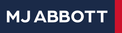 MJ Abbott White text "MJ ABBOTT" on a dark blue background with a red stripe on the right side.