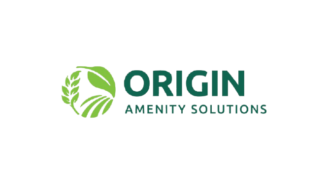 Origin Amenity Solutions logo with green text and a leaf icon.