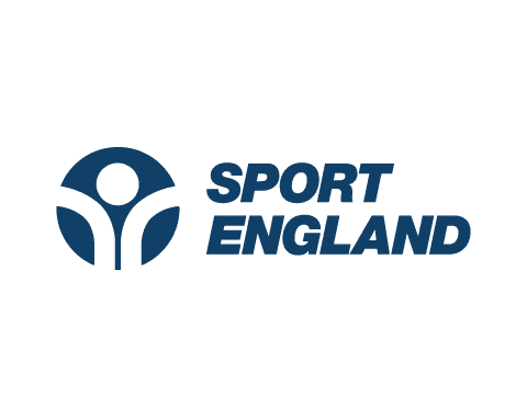 Sport England logo with stylized human figure and blue text.